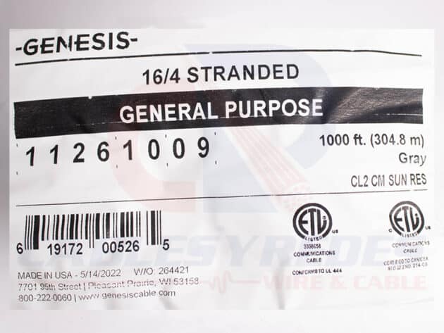 GEN-11261009 GENESIS SECURITY/ALARM UNSHIELDED 4COND 16AWG CM/CL2 - Image 4