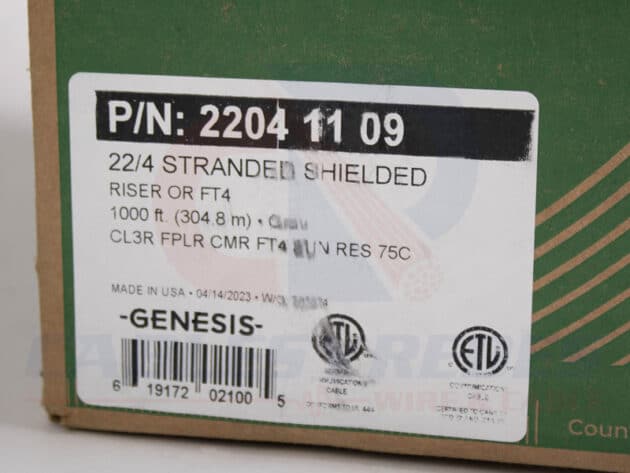 GEN-22041109 GENESIS SECURITY/ALARM SHIELDED 4COND 22AWG CMR/CL2R - Image 4