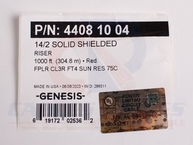 GEN-44081004 GENESIS FIRE ALARM SHIELDED 2COND 14AWG FPLR/CL3R - Image 4
