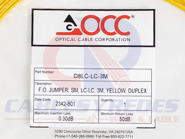 OCC-D8LC-LC-3M OCC FIBER JUMPER FIBRA OPTICA DUPLEX 8.3/125 LC-LC 3MTS. - Image 3