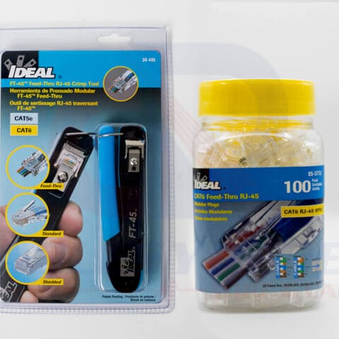 IDEAL-KIT-FEED-THRU-2 KIT CRIMPEADORA + 1 BOTE PLUG RJ45 FEED THRU
