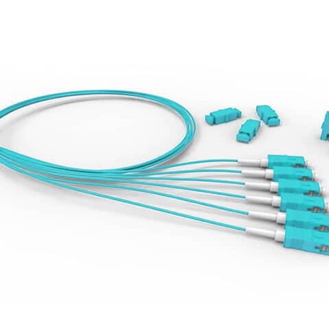 FKW-35260469 JUMPER OPTICO MULTIMODO OM3/OM4 LC-UPC 1.5M CON ADAPTADOR - ACQUA - D0. PAQ 6/PZS